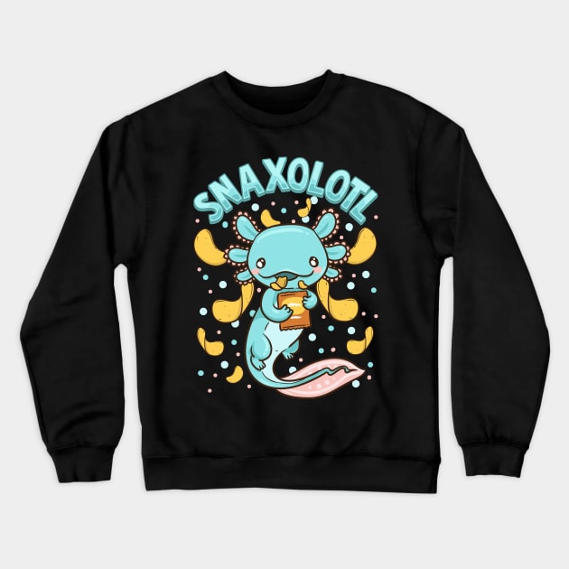 Cute & Funny Snaxolotl Adorable Snacking Axolotl Crewneck Sweatshirt by theperfectpresents